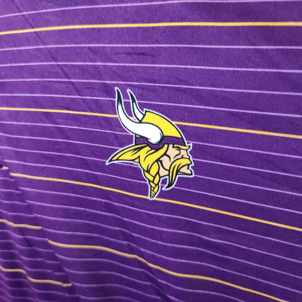NFL Team Apparel Minnesota Vikings Men's Striped Polo Shirt - Size Medium Purple - Picture 8 of 10
